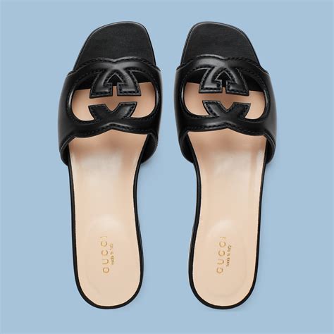 interlocking g cutout slide sandal gucci|interlocking g cutout sandals.